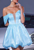 Load image into Gallery viewer, Blue A Line Lace Up Back Short Prom Dress