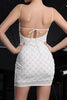 Load image into Gallery viewer, Sparkly White Spaghetti Straps Short Tight Prom Dress with Pearls