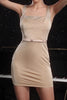 Load image into Gallery viewer, Sparkly Khaki BeadedShort Tight Prom Dress with Belt