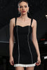 Load image into Gallery viewer, Black Bodycon Striped Short Tight Prom Dress with Ruffles