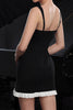 Load image into Gallery viewer, Black Bodycon Striped Short Tight Prom Dress with Ruffles