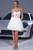 Load image into Gallery viewer, White Floral A Line Corset Short Homecoming Dress with Keyhole