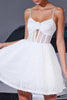 Load image into Gallery viewer, White Floral A Line Corset Short Homecoming Dress with Keyhole