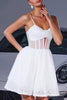 Load image into Gallery viewer, White Floral A Line Corset Short Homecoming Dress with Keyhole