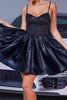 Load image into Gallery viewer, Sparkly Navy Satin A Line Corset Short Prom Dress with Beading