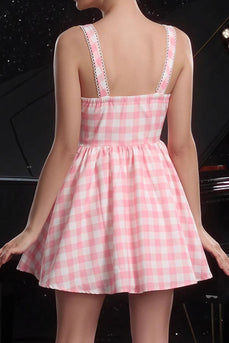 Blush A Line Plaid Short Vintage Prom Dress