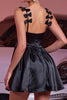 Load image into Gallery viewer, Black Satin A Line Short Prom Dress with Bows
