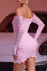 Load image into Gallery viewer, Sparkly Pink Beaded Short Tight Prom Dress with Ruffles