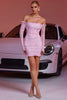 Load image into Gallery viewer, Sparkly Pink Beaded Short Tight Prom Dress with Ruffles