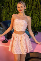 Load image into Gallery viewer, Blush 2 Piece A Line Floral Short Prom Dress