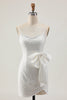 Load image into Gallery viewer, Sparkly White Short Pearls Tight Prom Dress