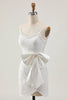 Load image into Gallery viewer, Sparkly White Short Pearls Tight Prom Dress