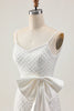 Load image into Gallery viewer, Sparkly White Short Pearls Tight Prom Dress