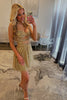 Load image into Gallery viewer, Sparkly Gold Cut Out Beaded Short Prom Dress