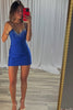 Load image into Gallery viewer, Sparkly Royal Blue V Neck Bodycon Short Corset Prom Dress with Beading