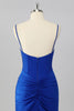Load image into Gallery viewer, Sparkly Royal Blue V Neck Corset Bodycon Short Prom Dress with Beading