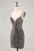 Load image into Gallery viewer, Sparkly Royal Blue Short Backless Tight Prom Dress with Beading