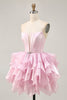 Load image into Gallery viewer, Blue A Line Corset Strapless Short Prom Dress with Ruffles