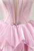 Load image into Gallery viewer, Blue A Line Corset Strapless Short Prom Dress with Ruffles