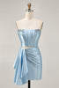 Load image into Gallery viewer, Sparkly Dark Green Short Tight Corset Prom Dress with Sash