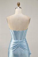 Load image into Gallery viewer, Sparkly Blue Tight Short Corset Prom Dress with Ruffles