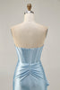 Load image into Gallery viewer, Sparkly Dark Green Short Tight Corset Prom Dress with Sash