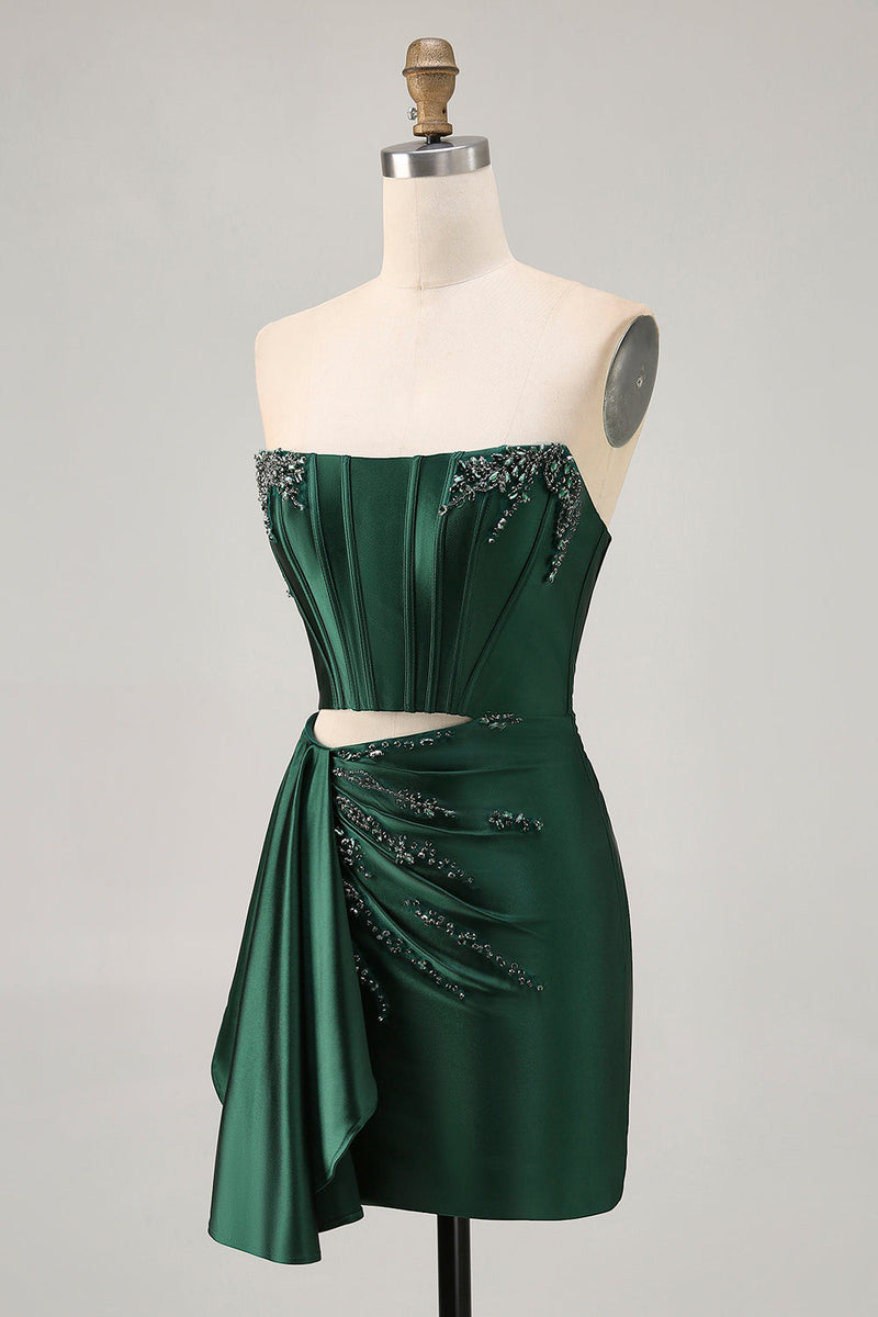 Load image into Gallery viewer, Sparkly Blue Tight Short Corset Prom Dress with Ruffles