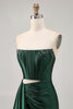 Load image into Gallery viewer, Sparkly Dark Green Short Tight Corset Prom Dress with Sash