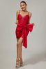 Load image into Gallery viewer, Sparkly Red Beaded Tight Corset Short Prom Dress with Bow