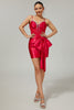 Load image into Gallery viewer, Sparkly Red Beaded Tight Corset Short Prom Dress with Bow