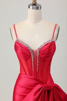 Load image into Gallery viewer, Sparkly Red Beaded Tight Corset Short Prom Dress with Bow