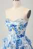 Load image into Gallery viewer, Sparkly Fuchsia Floral Corset Sweetheart Short Prom Dress