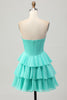 Load image into Gallery viewer, Sparkly Yellow Corset Ruffled Sweetheart Short Prom Dress with Beading