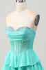 Load image into Gallery viewer, Sparkly Yellow Corset Ruffled Sweetheart Short Prom Dress with Beading