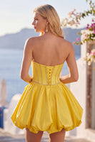 Load image into Gallery viewer, Sparkly Pink Strapless Corset Short Prom Dress with Rhinestones