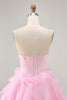 Load image into Gallery viewer, Sparkly Black Tiered Corset Short Prom Dress with Beading