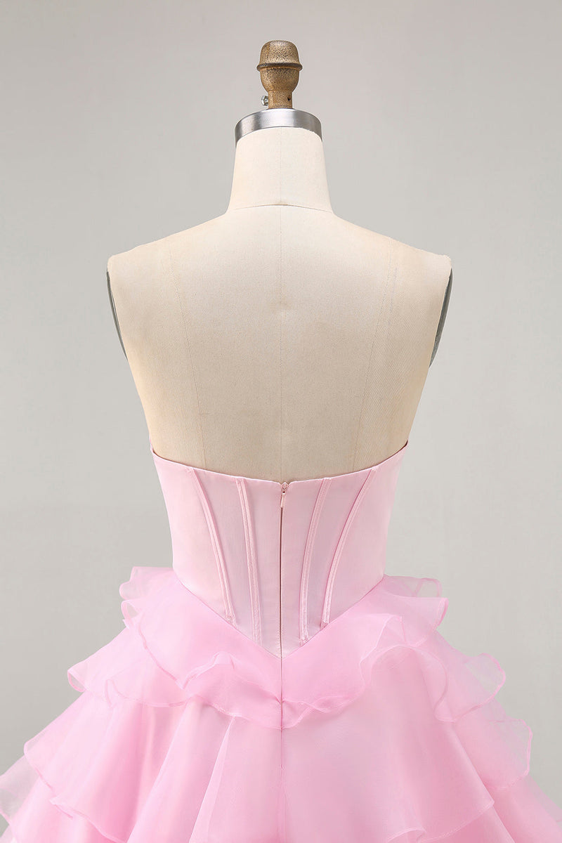 Load image into Gallery viewer, Sparkly Black Tiered Corset Short Prom Dress with Beading