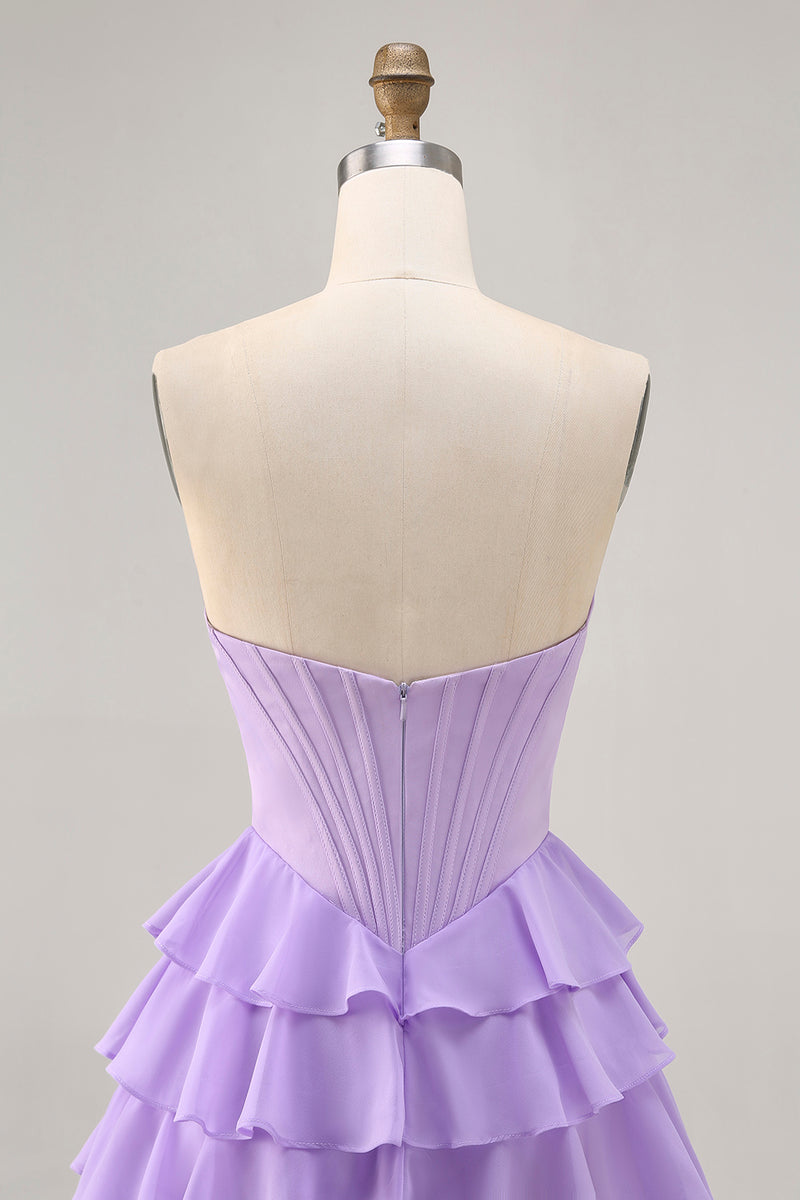 Load image into Gallery viewer, Sparkly Blush Short Sweetheart Corset Prom Dress with Ruffles