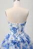 Load image into Gallery viewer, Sparkly Fuchsia Short Floral Corset Prom Dress with Rhinestones