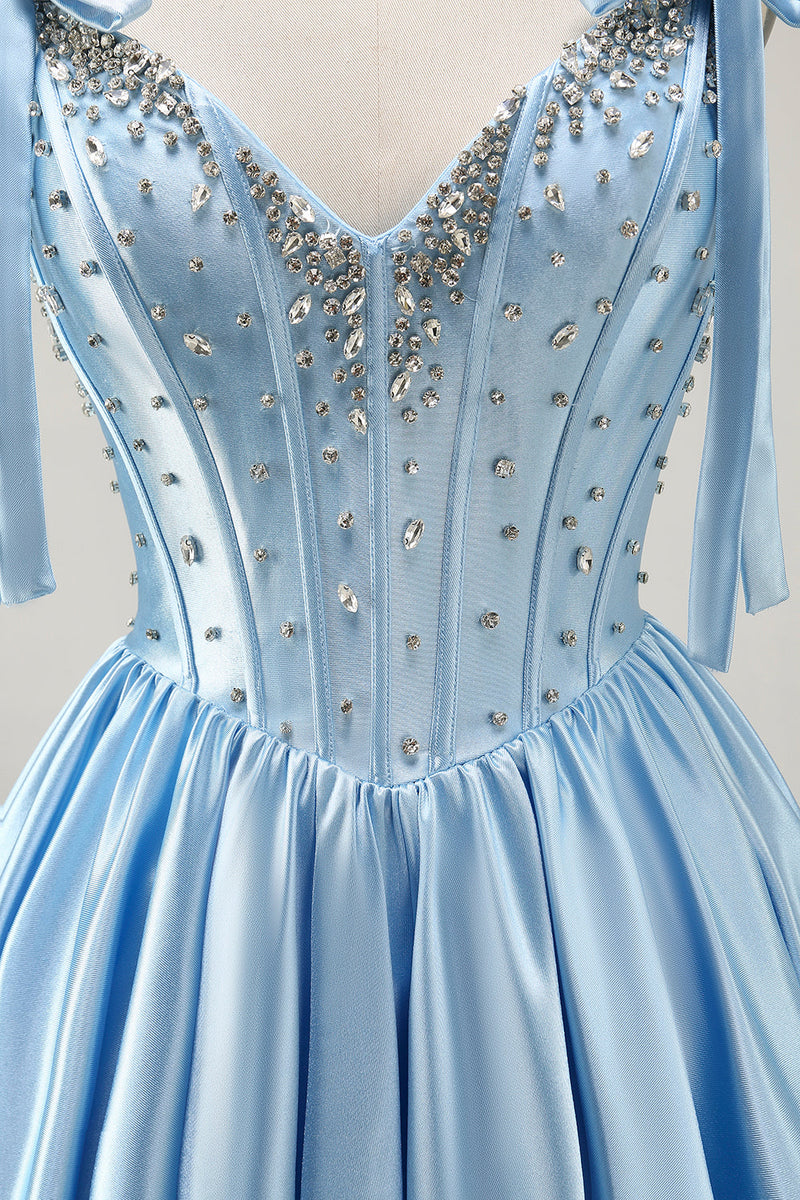 Load image into Gallery viewer, Sparkly Fuchsia Corset Short Prom Dress with Rhinestones