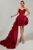 Load image into Gallery viewer, Burgundy Satin Short Tight Prom Dress with 3D Flower