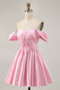 Load image into Gallery viewer, White Off the Shoulder Satin A Line Short Prom Dress