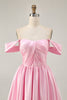 Load image into Gallery viewer, White Off the Shoulder Satin A Line Short Prom Dress