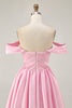 Load image into Gallery viewer, White Off the Shoulder Satin A Line Short Prom Dress