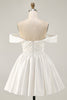 Load image into Gallery viewer, White Off the Shoulder Satin A Line Short Prom Dress