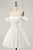 Load image into Gallery viewer, White Off the Shoulder Satin A Line Short Prom Dress