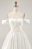 Load image into Gallery viewer, White Off the Shoulder Satin A Line Short Prom Dress