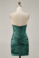 Load image into Gallery viewer, Sparkly Grey Green Strapless Short Tight Prom Dress with Beading