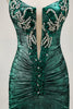 Load image into Gallery viewer, Sparkly Grey Green Strapless Short Tight Prom Dress with Beading
