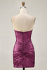 Load image into Gallery viewer, Sparkly Golden Short Strapless Tight Prom Dress with Beading